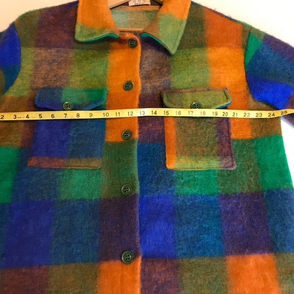 ITALY Shacket Lana Wool Color Block Single Breasted Julian Emily In Paris OS - Picture 4 of 10